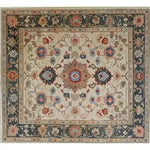 A beautifully crafted Rustic Floral Design Hand Knotted Area Rug featuring intricate floral patterns in vibrant colors. This vintage rug is perfect for large living room spaces, offering a Persian-inspired aesthetic that enhances any decor with its classic charm.