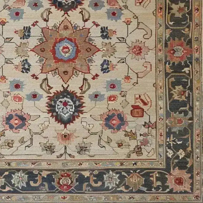 A beautifully crafted rustic floral design hand knotted area rug, ideal for large living rooms. This vintage Persian rug features intricate floral patterns and rich colors, perfect for adding elegance to any living room area. A classic example of a floral rug with a timeless appeal.