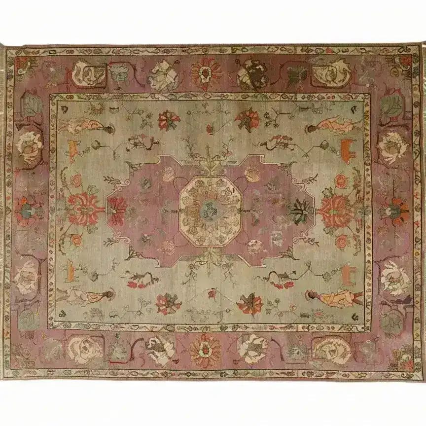 This image showcases a Rustic Heritage Hand Knotted Area Rug, perfect for adding a touch of vintage elegance to your living room. The intricate design and muted colors reflect classic Persian rug styles, making it an ideal choice for those seeking unique rugs for their living space.