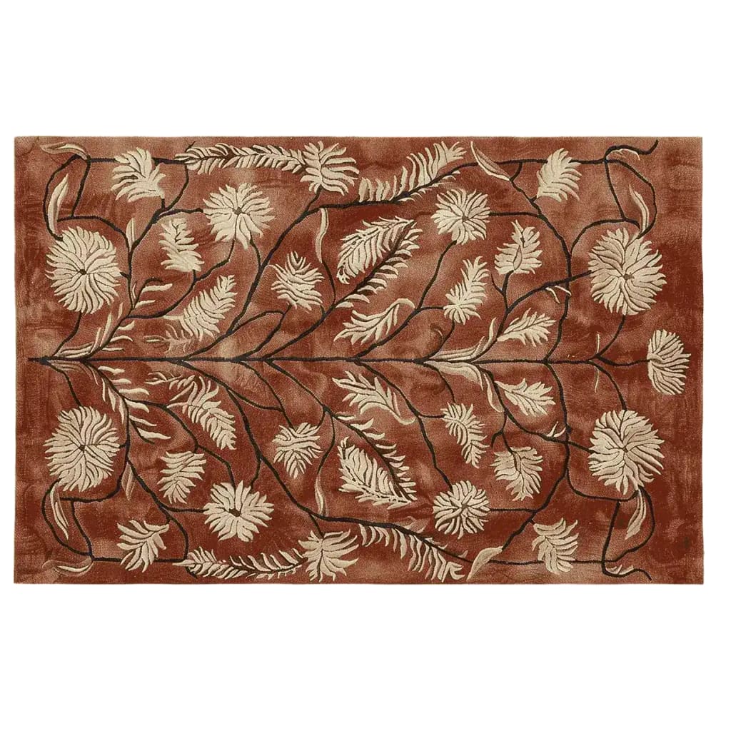 Rustic Meadow Hand Tufted Wool Rug with a vintage floral pattern in earthy tones, perfect for enhancing living room decor. This area rug features intricate detailing, making it an ideal choice for those seeking living room area rugs with a touch of elegance.