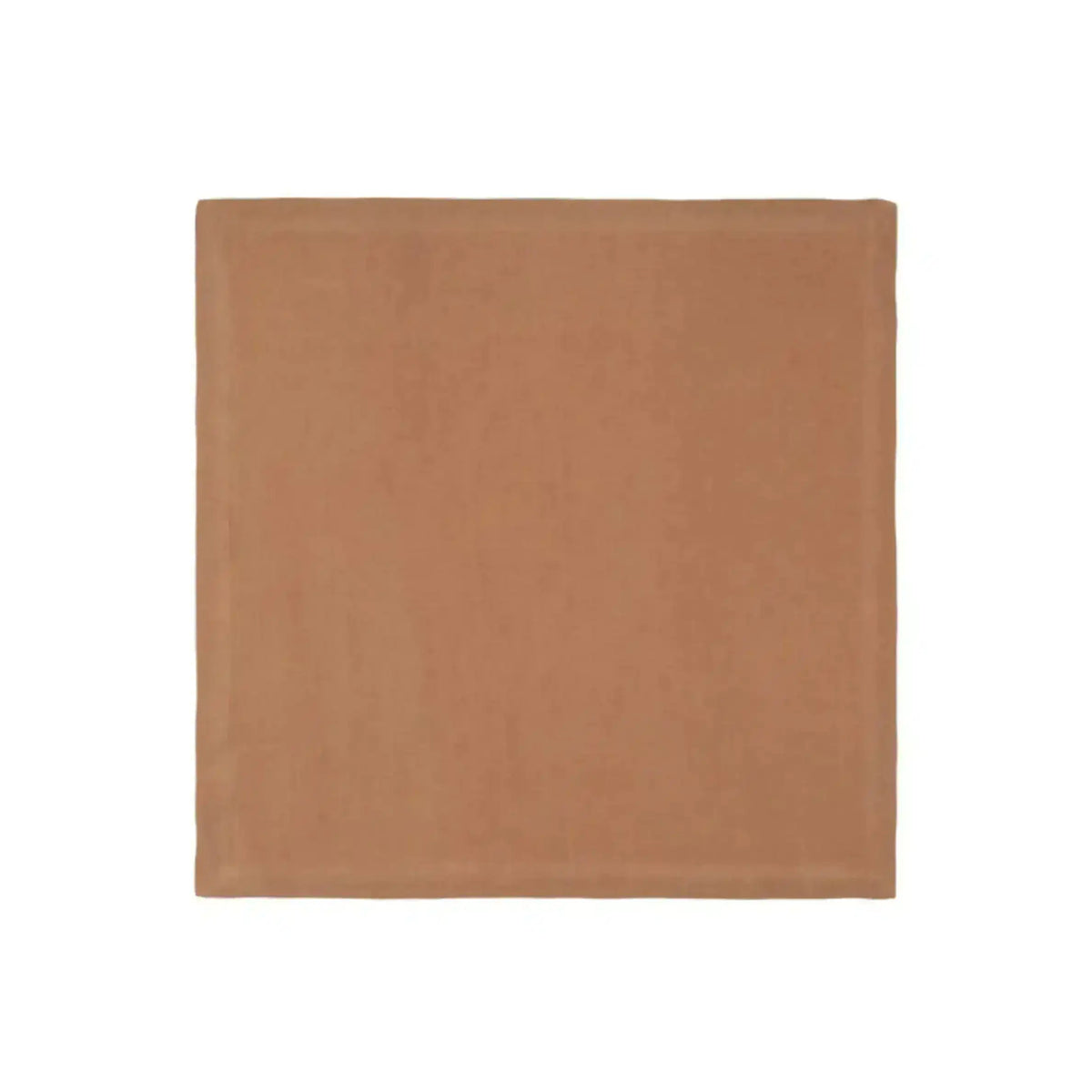 Solid terracotta-rust square rustic rust placemat flat lay on white background, plain woven fabric subtle texture