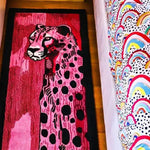 Vibrant area rug featuring a striking pink and black abstract tiger design. This contemporary wool runner rug is perfect for adding a bold statement to your hallway or as a kitchen runner rug. Its unique pattern and colors make it an ideal choice for modern living room decor, blending functionality with artistic flair.