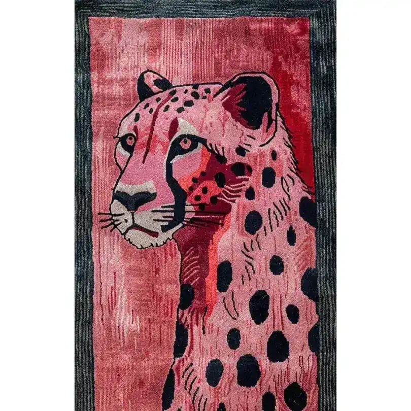 A vibrant hand-tufted wool runner rug featuring an abstract tiger design in bold shades of red and black. Perfect for adding a contemporary touch to your hallway, kitchen, or living room, this area rug showcases a striking animal motif that stands out in any space. Ideal as a kitchen runner rug or as a large living room centerpiece, offering both style and durability.