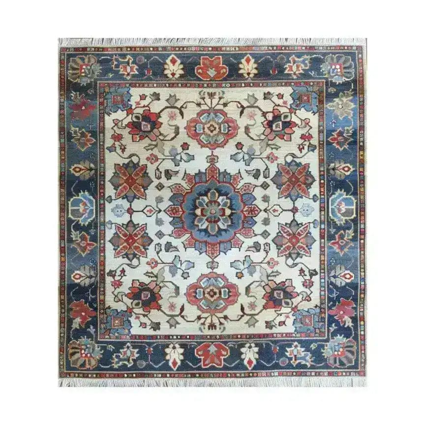 This beautiful Sand and Sea Hand Knotted Area Rug features an intricate floral design with rich colors, perfect for large living rooms. The vintage Persian rug showcases a stunning combination of reds, blues, and creams, making it an ideal choice for those looking to add a touch of elegance to their home decor. Perfect as a centerpiece in rugs for living room settings.