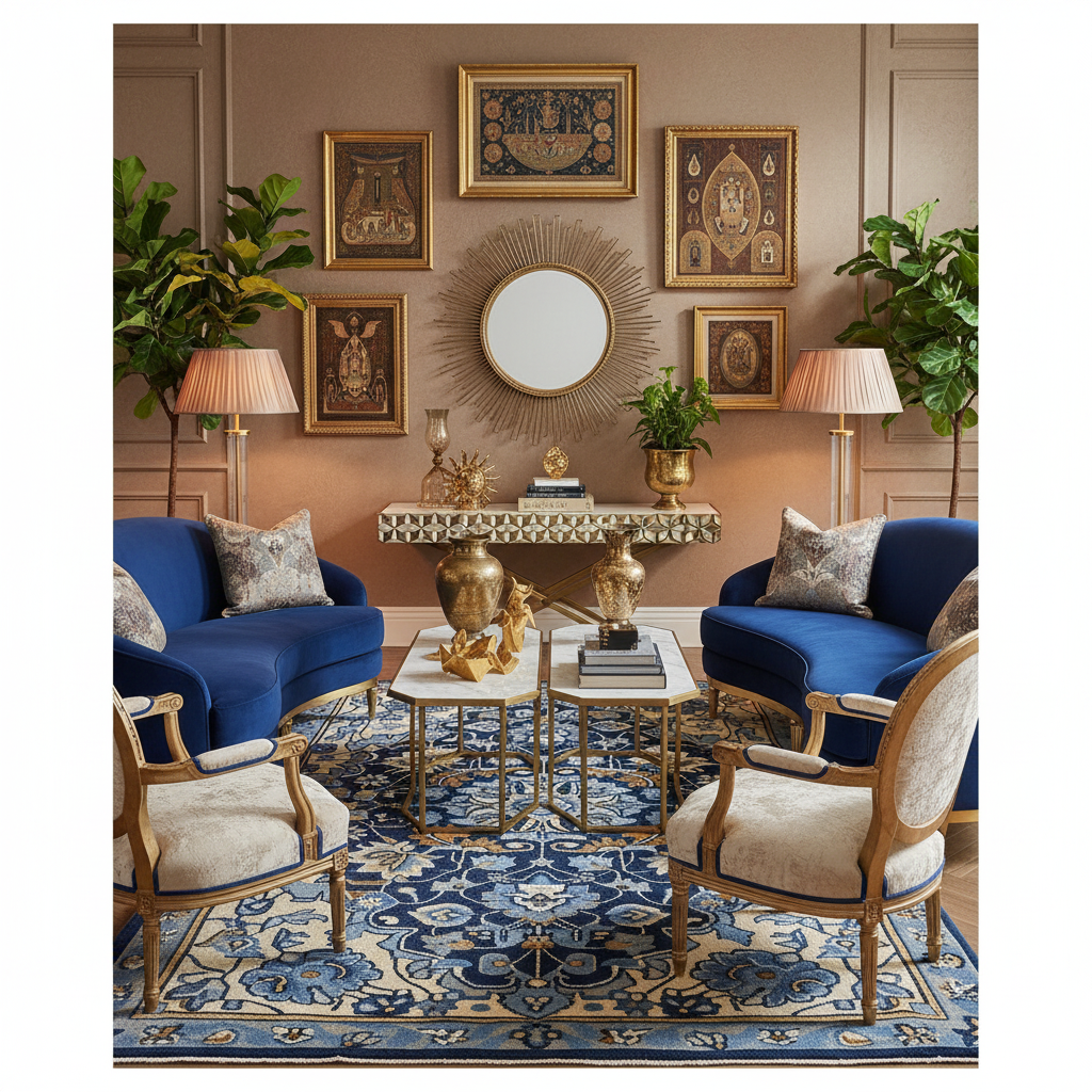 Sapphire Arabesque Hand Tufted Wool Rug