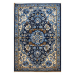 A beautifully designed Sapphire Arabesque Hand Tufted Wool Rug featuring intricate floral patterns in shades of blue and beige. This area rug is perfect for adding elegance to any living room, ideal for spaces needing living room rugs 8x10.
