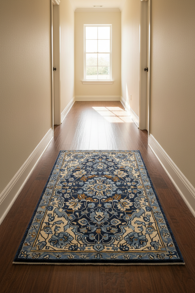Sapphire Arabesque Hand Tufted Wool Rug 3 x 10 ft