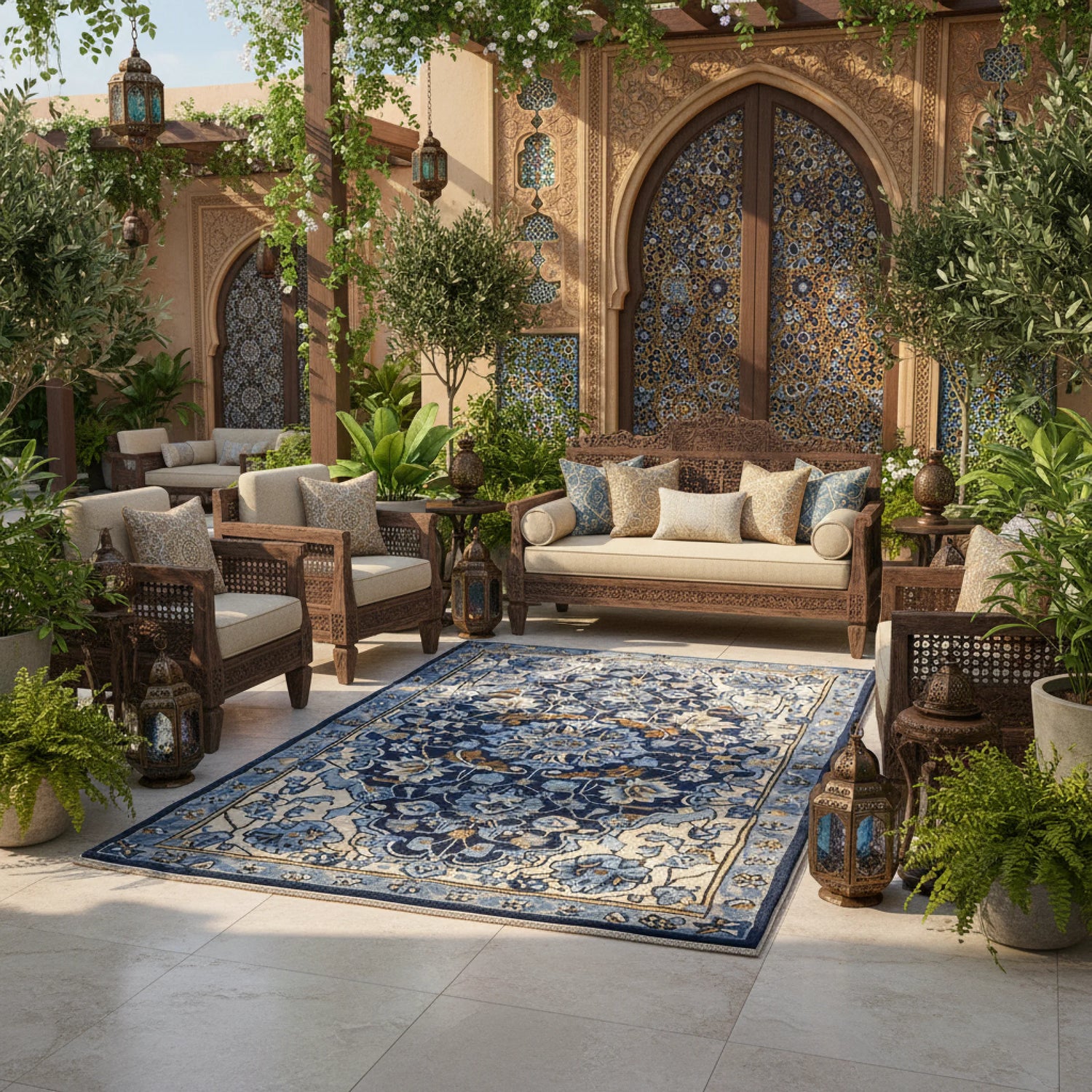 Sapphire Arabesque Hand Tufted Wool Rug