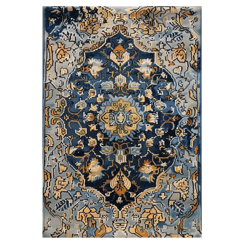 Elegant Sapphire Elegance Hand Tufted Wool Rug featuring a rich blue and gold abstract pattern, ideal as an area rug for large living rooms. Perfect for adding a touch of sophistication, this 8x10 wool rug is both stylish and durable.