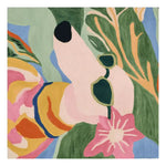 Vibrant Sassy Dog Vibe Hand Tufted square area rug showcasing an abstract, contemporary design with bold colors and playful patterns, perfect for adding a touch of creativity to your living room. This wool rug features a lively mix of greens, pinks, and yellows, making it a standout piece among area rugs for living rooms.