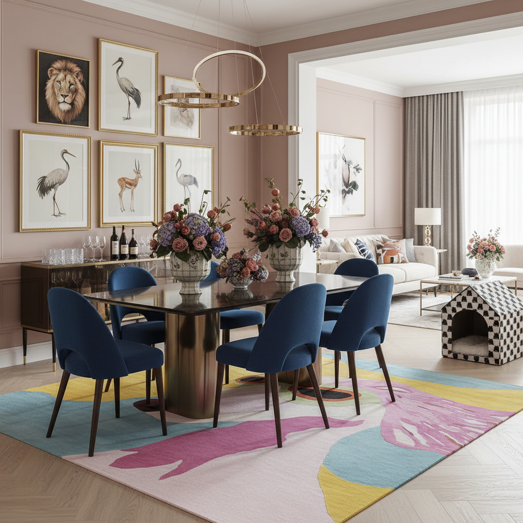 Sassy Summer Hound Hand Tufted Rug