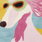 A vibrant and playful area rug featuring a whimsical dog design, perfect for adding a touch of personality to any living space. This contemporary rug is hand tufted from high-quality wool, making it not only stylish but also durable. Ideal for those looking for large living room rugs that make a statement, this piece combines bold colors with a fun pattern.