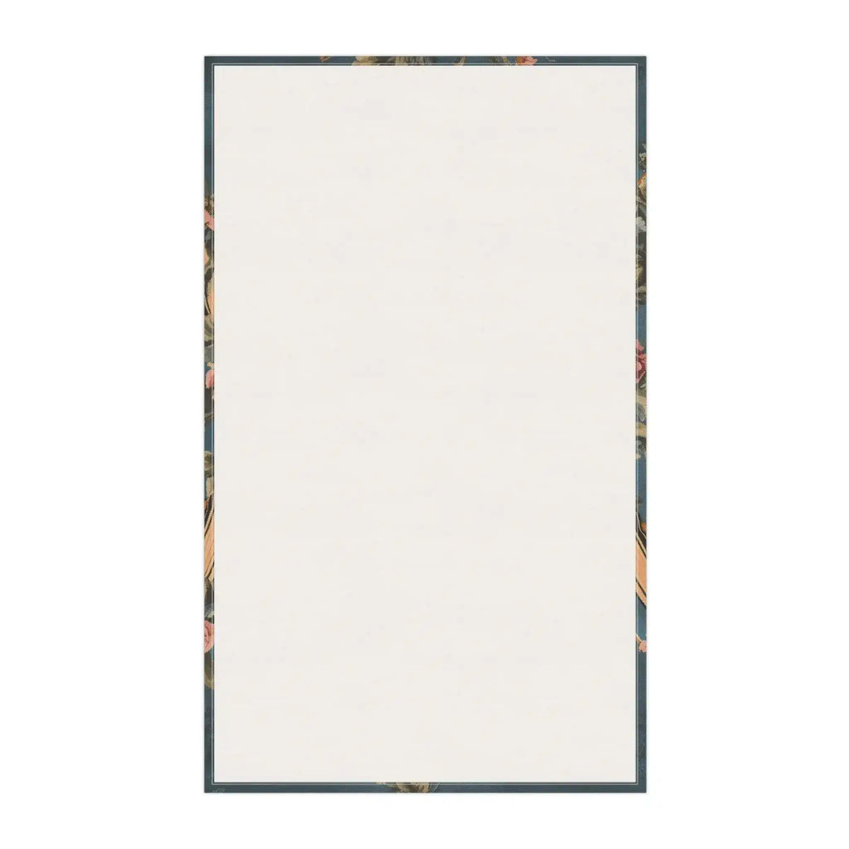 Cotton kitchen towel teal blue tigers and rose wreath horizontal print flat lay second view