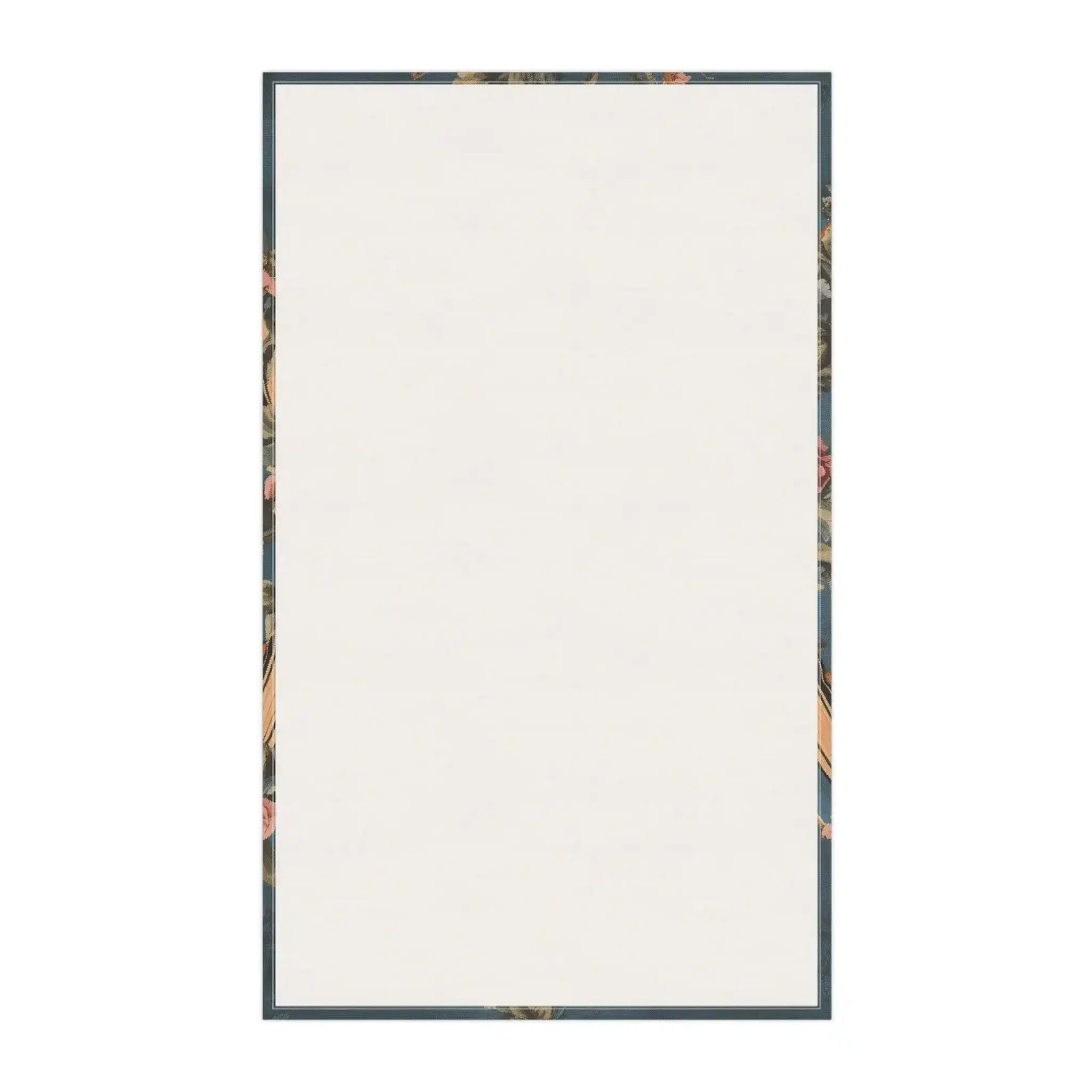 Cotton kitchen towel teal blue tigers and rose wreath horizontal print flat lay second view