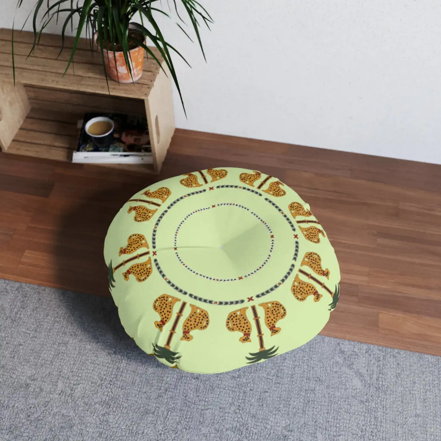 Savanna Serenade Tufted Round Floor Pillow - MAIA HOMES