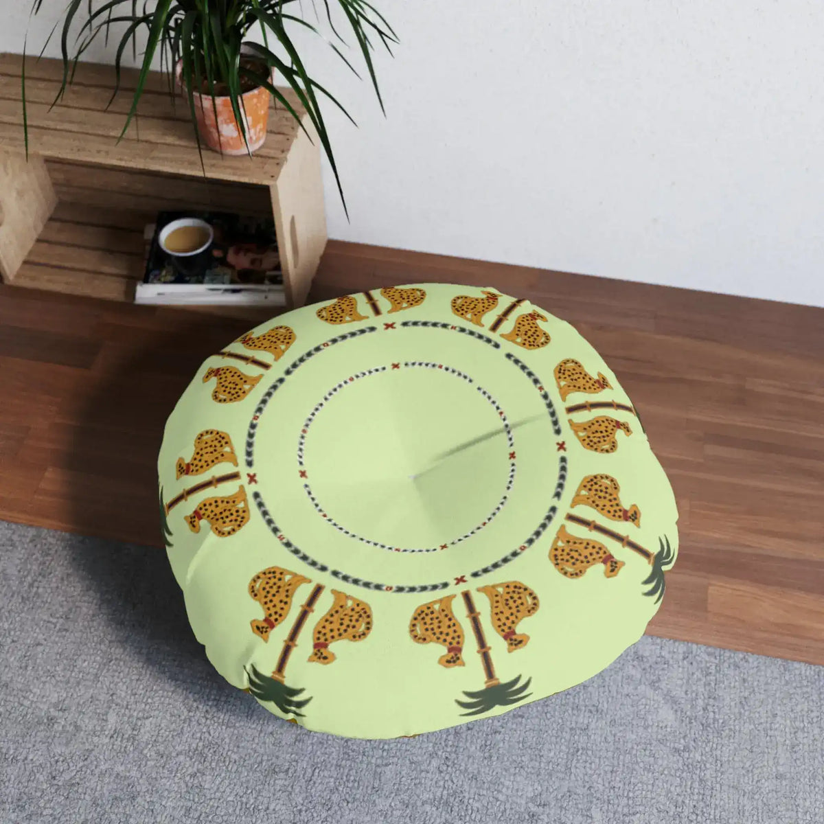 Savanna Serenade Tufted Round Floor Pillow - MAIA HOMES
