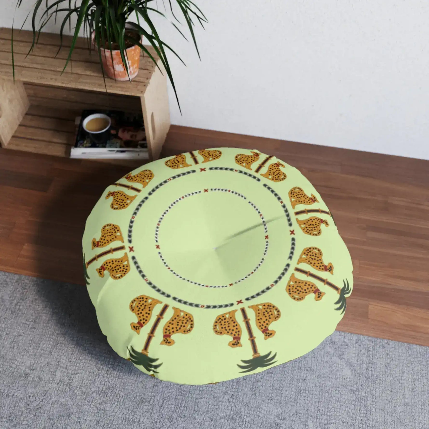 Savanna Serenade Tufted Round Floor Pillow - MAIA HOMES