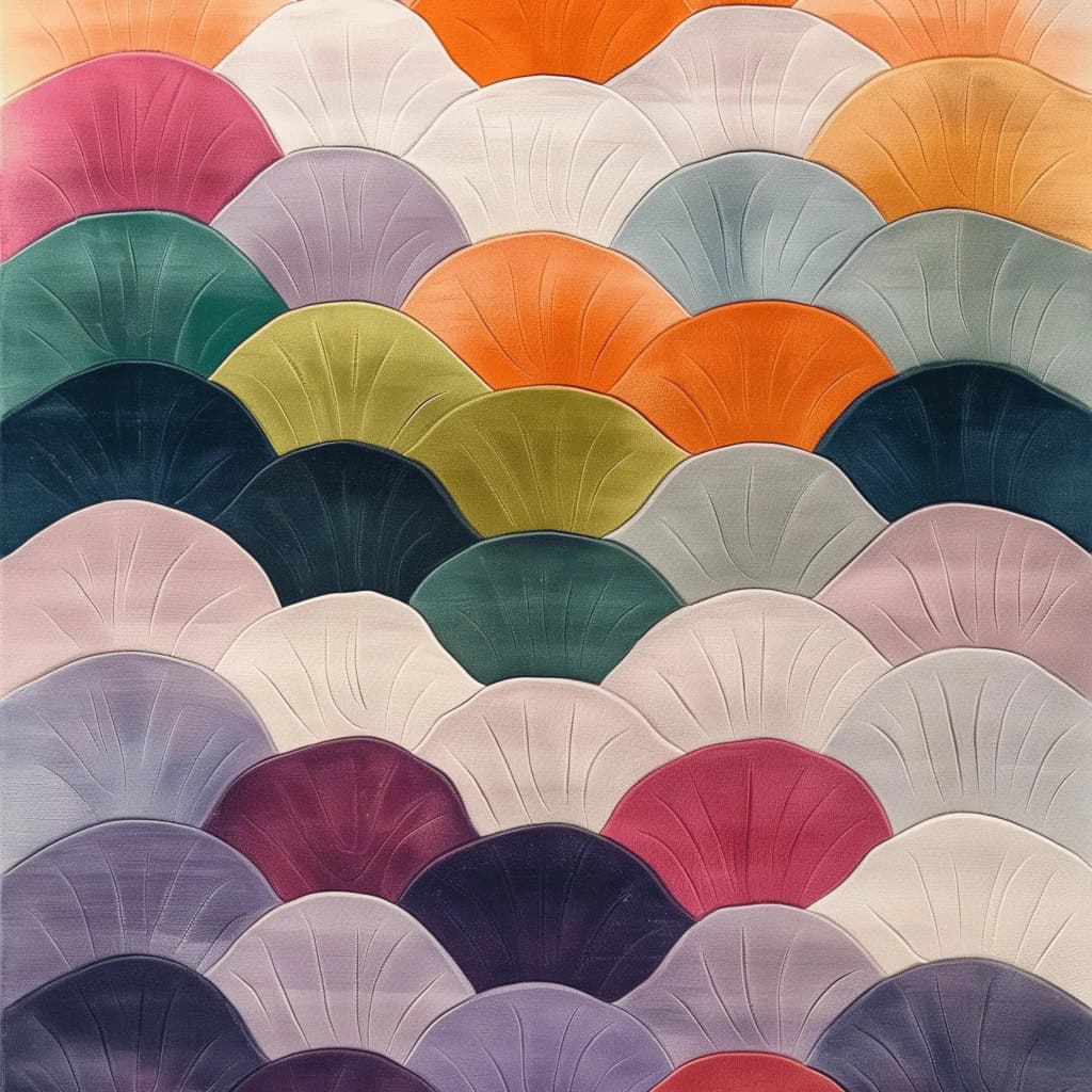 Vibrant and colorful area rug with an abstract pattern, perfect for large living rooms. This contemporary wool rug features a mosaic of bold colors, including orange, pink, green, and purple, making it an ideal centerpiece for any living room area.