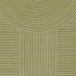 This area rug features a scallop arch geometric pattern in a hand-tufted wool design, ideal for enhancing living room spaces. The intricate green and beige lines create a modern aesthetic, perfect for those seeking large living room rugs made from quality wool.