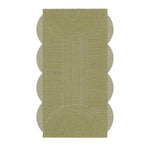 A top view of a Scallop Arch Geometric Hand Tufted Wool Area Rug, featuring a unique geometric pattern with scalloped edges. This wool rug is perfect for adding a modern touch to living rooms, especially in spaces needing large living room rugs.