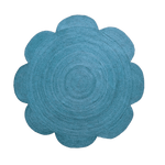 Scallop Flower Round Jute Rug - Blue