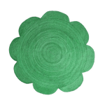 Scallop Flower Round Jute Rug - Green