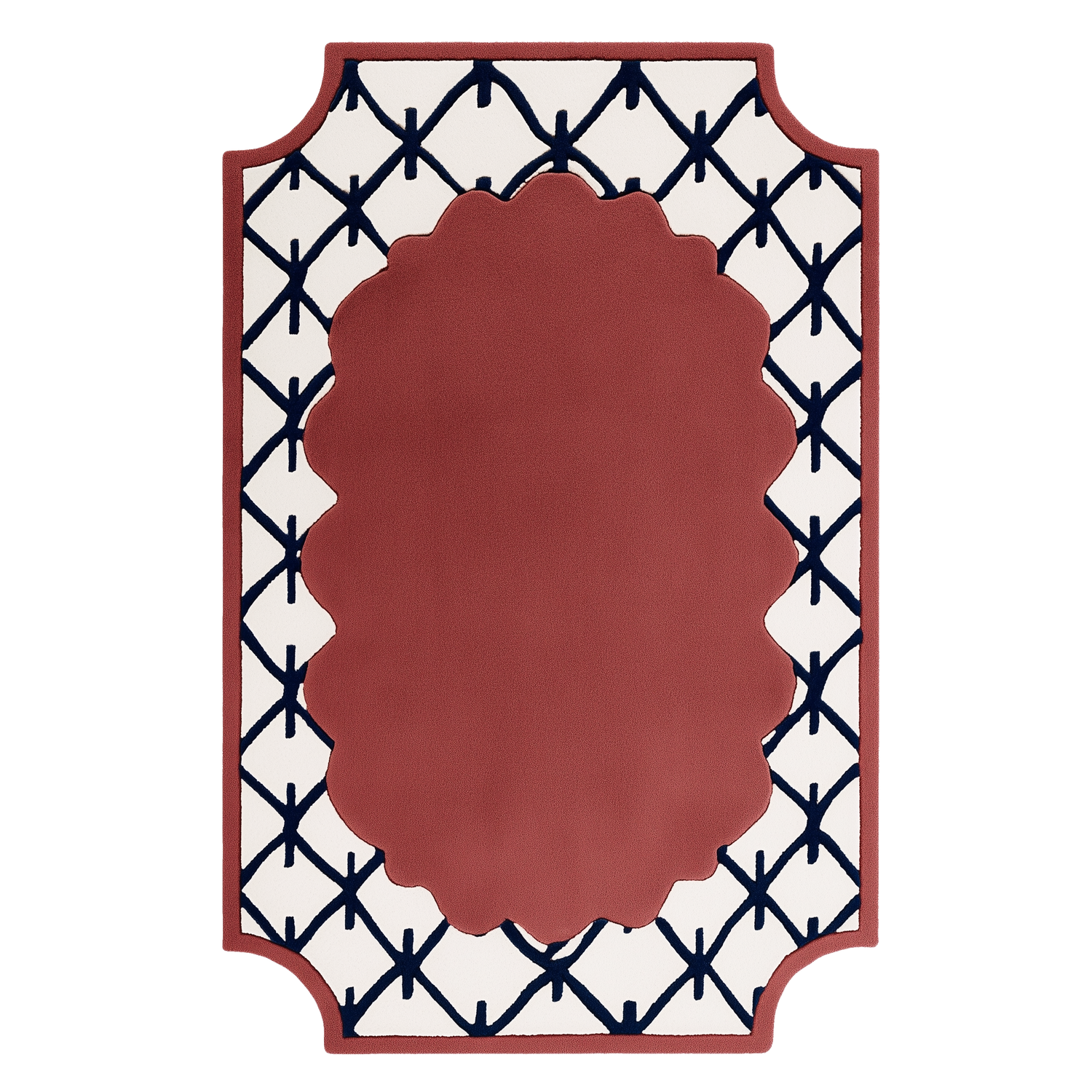 Scallop Frame Hand Tufted Wool Rug