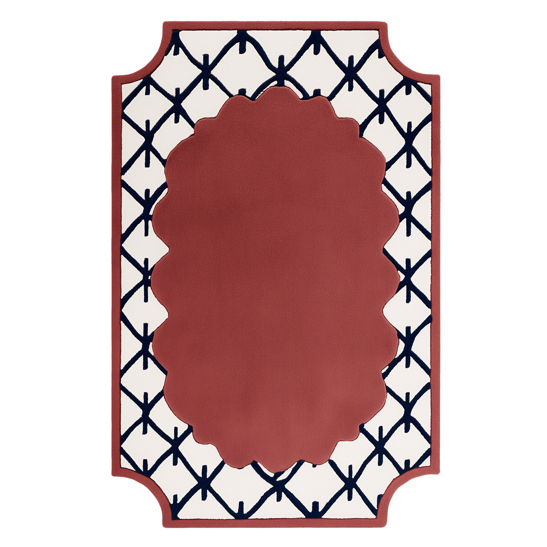 Scallop Frame Hand Tufted Wool Rug
