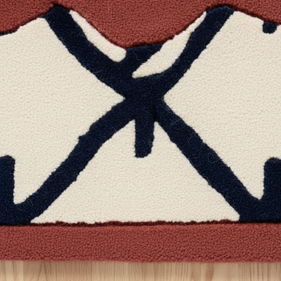Scallop Frame Hand Tufted Wool Rug