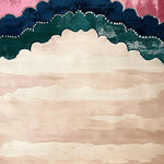 Top view of a Scalloped Garden Hand Tufted Area Rug, perfect for a dining room or living room. The contemporary wool rug features a blend of soft beige and vibrant colors, ideal for living room rugs 8x10 and adding a modern touch to your space.