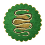 Scalloped Green Snake and Apple Round Hand Tufted Wool Rug - MAIA HOMES
