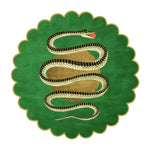 Scalloped Green Snake and Apple Round Hand Tufted Wool Rug - MAIA HOMES
