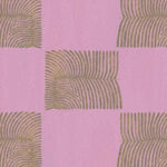 A stylish area rug featuring a scalloped leaf pattern in shades of brown on a pink background. This wool rug adds a boho touch to any bedroom or living room, perfect for those seeking unique rugs for their space.