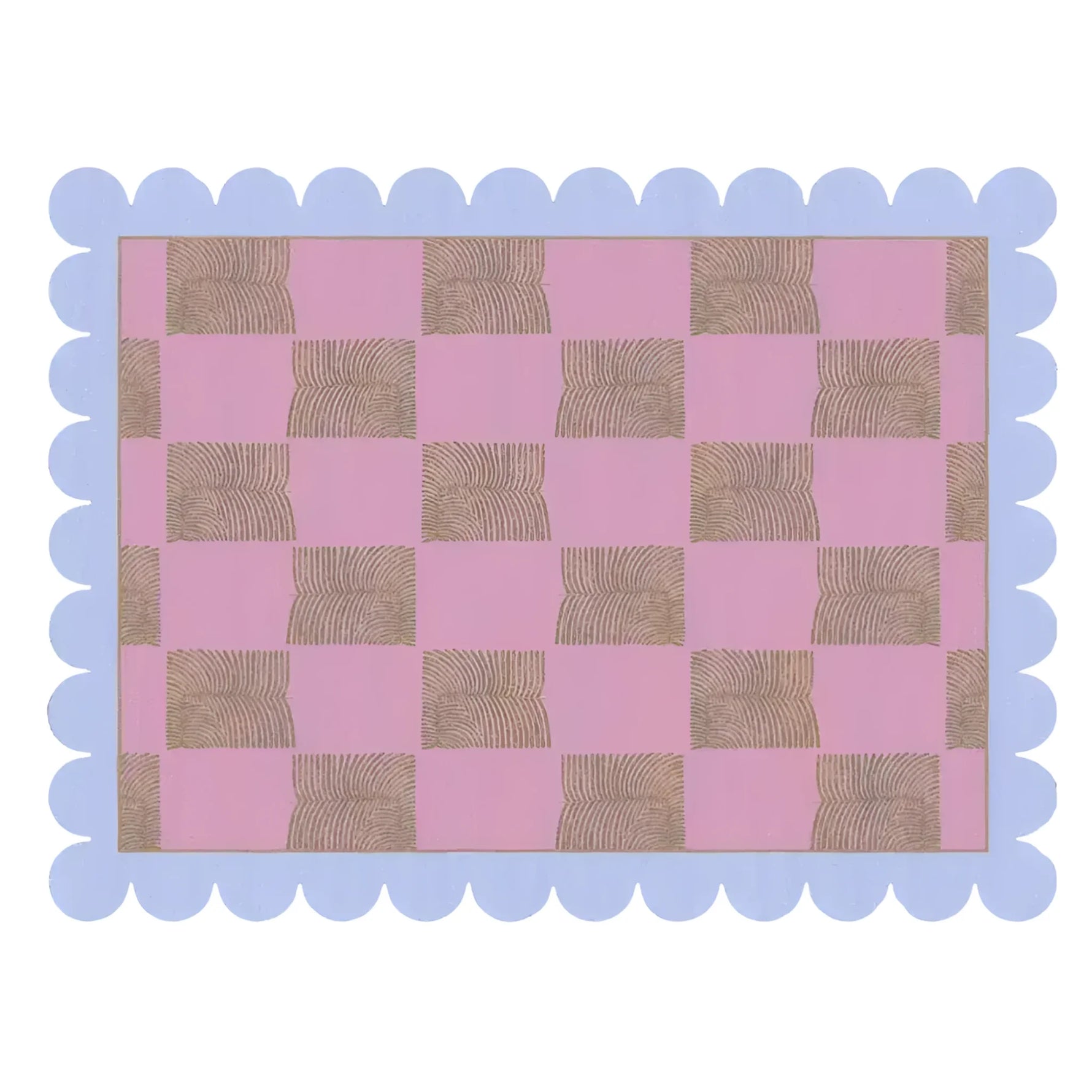 A beautifully designed Scalloped Leaf Checker Pink Hand Tufted Area Rug, perfect for adding a touch of elegance to any bedroom or living room. This boho wool rug features a charming checker pattern in soft pink hues, accentuated with scalloped edges, making it an ideal choice for those seeking stylish rugs for bedroom or living room decor.