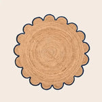 Scalloped Round Jute Rug - Black Trim