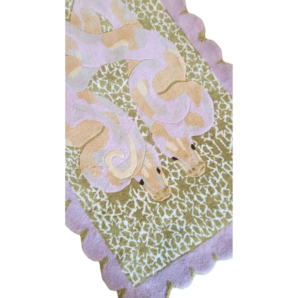 A beautifully designed Scalloped Serpentine Duo Harmony Hand Tufted Area Rug, perfect for adding elegance to any bedroom or living room. This wool rug features intricate serpentine patterns in soothing pastel colors, ideal for those looking for unique and stylish bedroom rugs or living room area rugs.