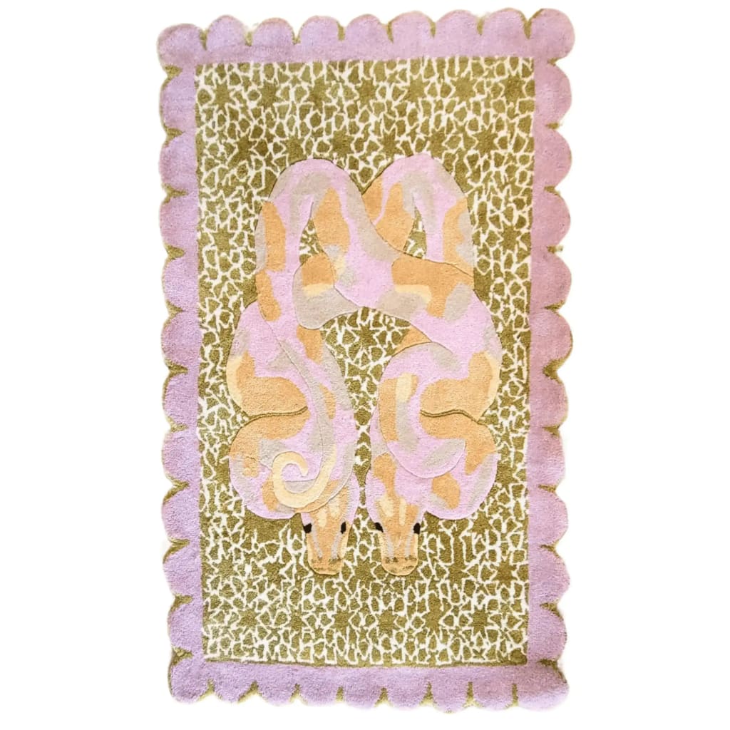 Elegant Scalloped Serpentine Duo Harmony Hand Tufted Area Rug featuring a unique abstract design with soft pastel colors, perfect for adding a touch of sophistication to any bedroom or living room. This wool rug combines style and comfort, making it an ideal choice for those seeking bedroom rugs or living room area rugs.