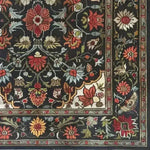 The Scarlet Grove Hand Knotted Area Rug showcases a vintage floral design with intricate patterns in rich, earthy tones. Perfect for adding a touch of elegance to your living room, this 8x10 Persian-style rug blends traditional artistry with modern appeal.