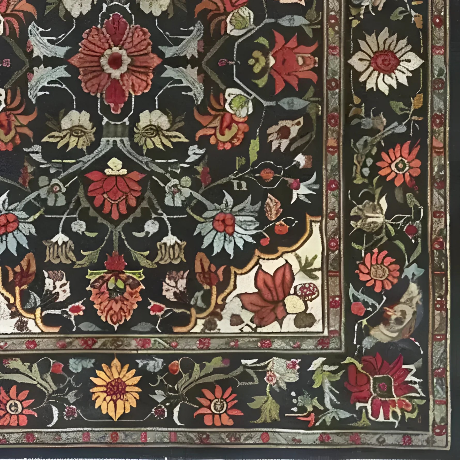 The Scarlet Grove Hand Knotted Area Rug showcases a vintage floral design with intricate patterns in rich, earthy tones. Perfect for adding a touch of elegance to your living room, this 8x10 Persian-style rug blends traditional artistry with modern appeal.
