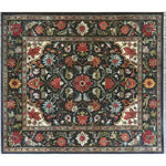 The Scarlet Grove Hand Knotted Area Rug showcases a stunning floral design with vibrant colors, perfect for enhancing any living room decor. This vintage-inspired Persian rug, sized 8x10, features intricate patterns that bring elegance and warmth to your home.