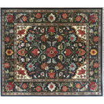 The Scarlet Grove Hand Knotted Area Rug showcases a stunning floral design with vibrant colors, perfect for enhancing any living room decor. This vintage-inspired Persian rug, sized 8x10, features intricate patterns that bring elegance and warmth to your home.