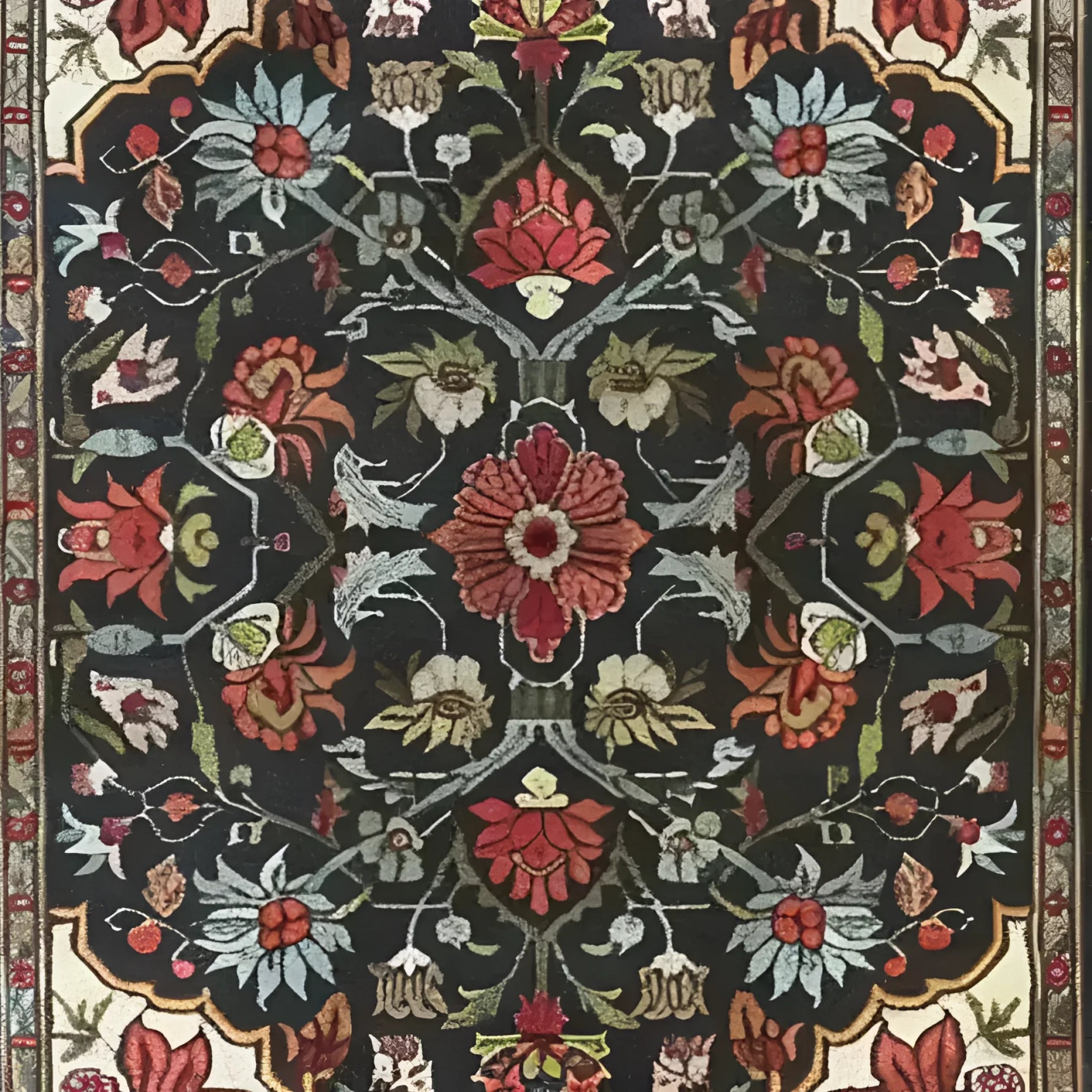 The Scarlet Grove Hand Knotted Area Rug showcases an intricate floral design with rich colors, perfect for enhancing your living room decor. This vintage rug, reminiscent of Persian rugs, comes in an 8x10 size, making it an ideal choice for those seeking elegant living room area rugs.