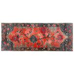 Vibrant Scarlet Horizon Knotted Wool Area Rug featuring a striking floral design. Perfect as a living room area rug, this 8x10 rug showcases rich red and black hues with intricate floral patterns, ideal for enhancing the elegance of any space.