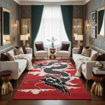 Scarlet Nightfire Dragon Hand Tufted Rug