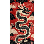 Vibrant Scarlet Shadow Dragon area rug, featuring an intricate black and white dragon design on a bold red background. Perfect for adding a statement to your office or living room, this large wool rug offers both style and comfort, ideal for those seeking unique rugs for office or large area rugs for living room decor.