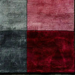 A vibrant Scarlet Sphere hand-tufted wool rug runner showcasing a contemporary design with a grid of rich red, pink, and gray hues. Perfect as an area rug for the living room, bedroom, or as a hallway runner rug. This wool rug offers a modern touch, ideal for enhancing the decor of kitchens, bathrooms, and living spaces.