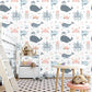 Sea Narwhal Whale and Undersea World Nursery Wallpaper Mural 
