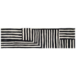 Contemporary Sentinel Pathway Hand Tufted Wool Rug with black and white geometric patterns, ideal as a hallway runner rug or kitchen runner rug. This stylish wool rug adds a modern touch to any room, perfect for use as a kitchen rug or bathroom runner rug.