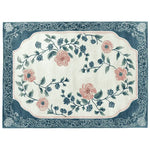 Elegant Serenade of Blooms Hand Tufted Rug showcasing a beautiful floral design in soft pink and blue hues. This wool area rug is perfect for enhancing living room spaces with its intricate patterns and luxurious texture. Ideal for those seeking stylish living room area rugs, this floral rug combines artistry and comfort.