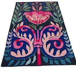 Vibrant Serenade of Mexico Hand Tufted Area Rug featuring a striking floral pattern with bold colors, perfect for enhancing any dining room or bedroom. This wool rug showcases intricate designs that add a touch of elegance to dining room carpets or rugs for bedroom decor.